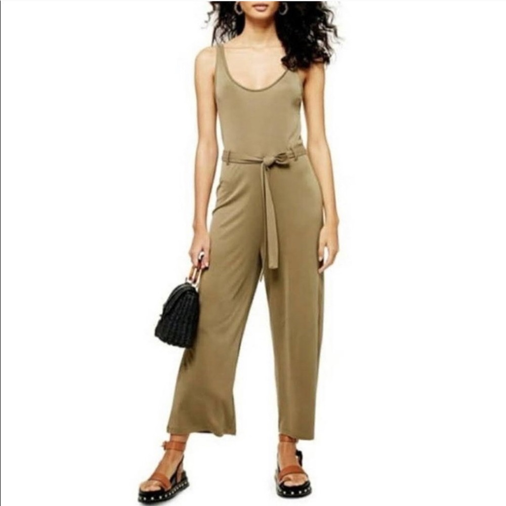 TOPSHOP Slinky Scoop Neck Ribbed Jumpsuit